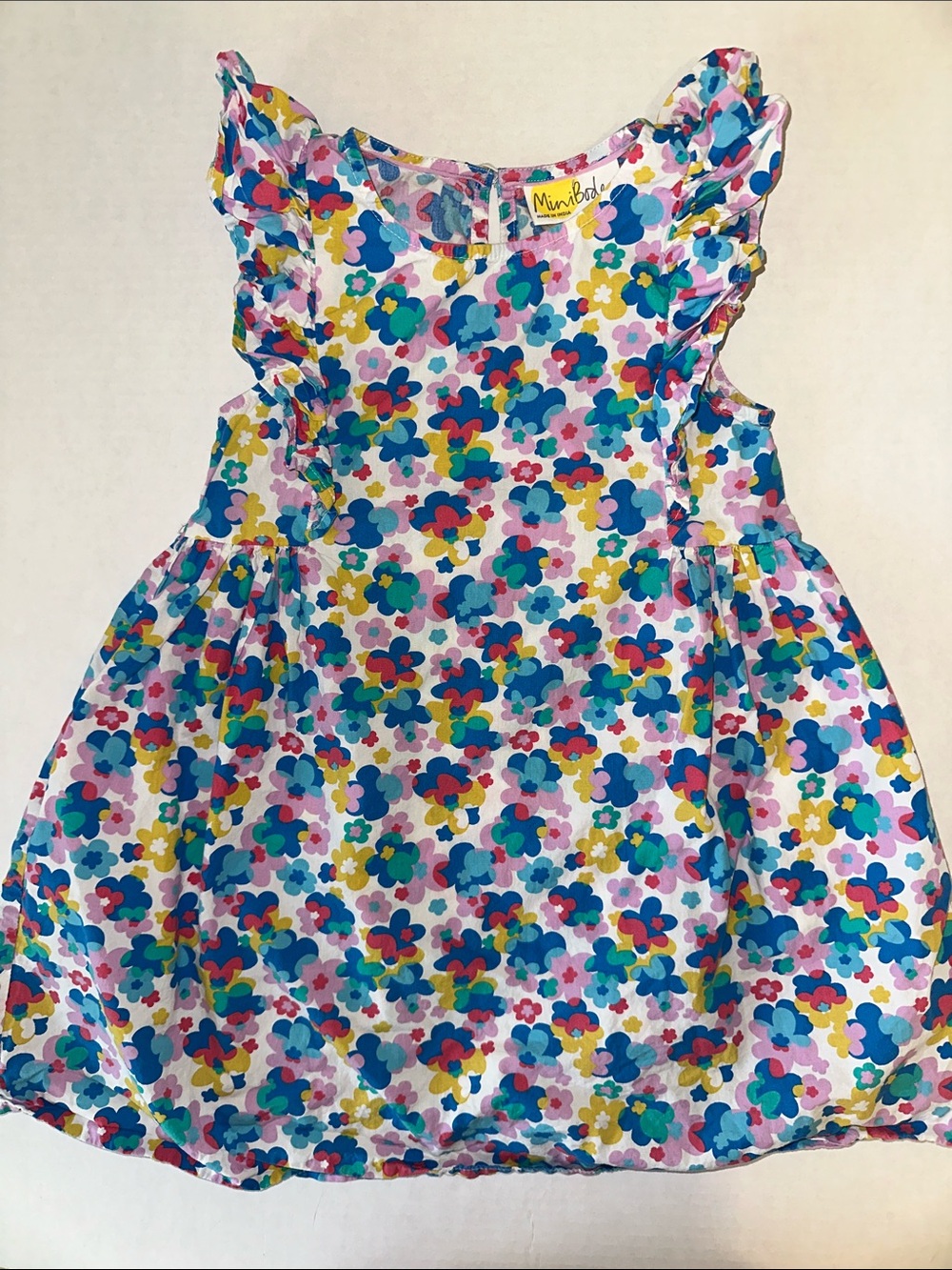 Mini Boden Poplin Flutter Sleeve Floral Dress 5/6